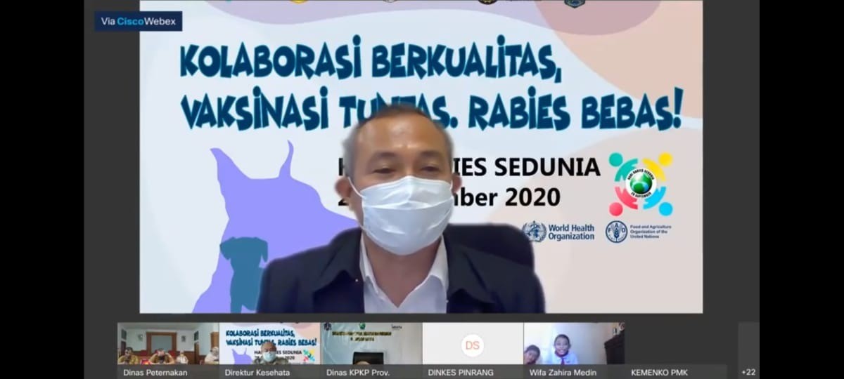 Webinar shot of the launching of the roadmap for rabies elimination by 2030 in Indonesia
